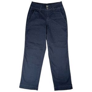 Earl Jeans High Rise Trousers Size 6 Wide Straight Leg Jeans Dark Double Button